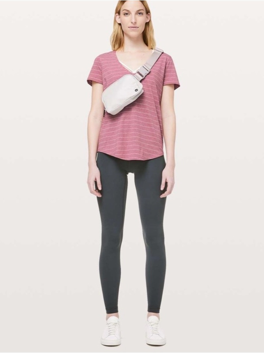 Lululemon Love Tee V
Short Serve Stripe Heathered So Merlot White 10
